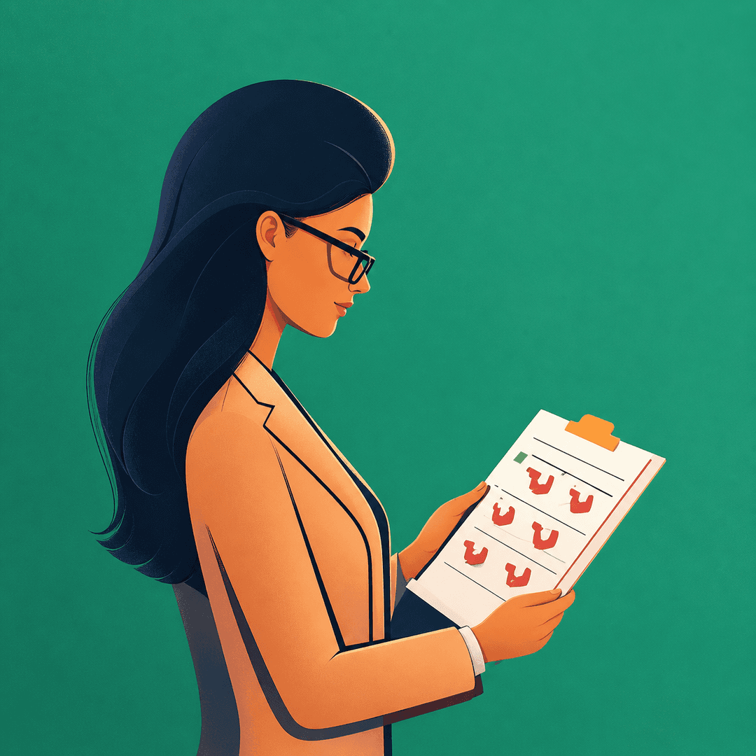 A business person analyses a report.